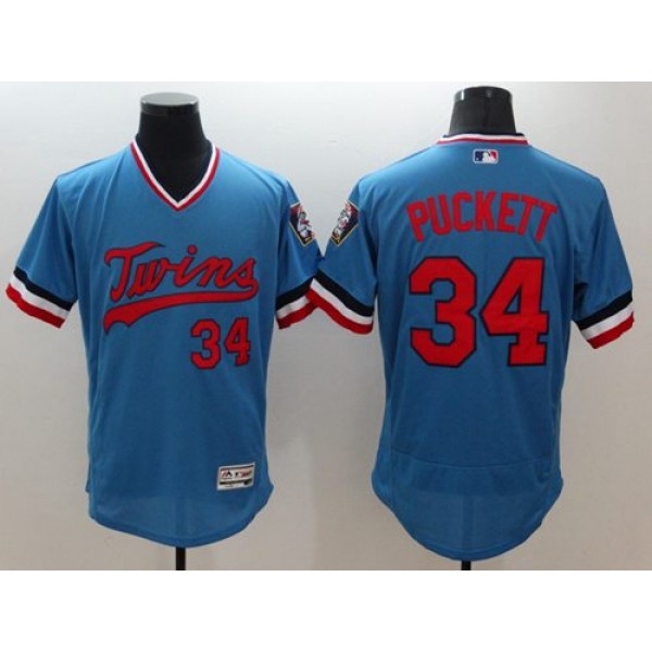 Twins #34 Kirby Puckett Light Blue Flexbase Authentic Collection Cooperstown Stitched Jersey