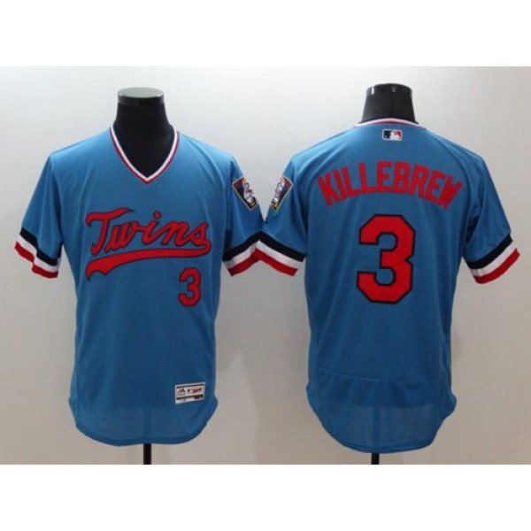 Twins #3 Harmon Killebrew Light Blue Flexbase Authentic Collection Cooperstown Stitched Jersey