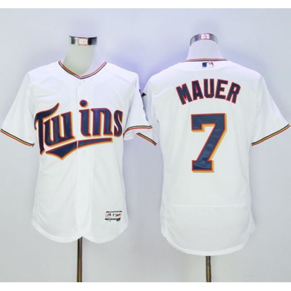 Twins #7 Joe Mauer White Flexbase Authentic Collection Stitched Jersey