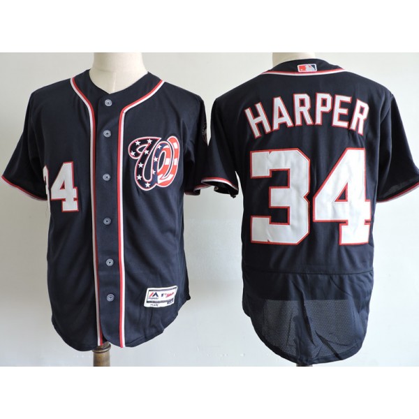 Washington Nationals #34 Bryce Harper Navy Blue Elite Stitched Jersey