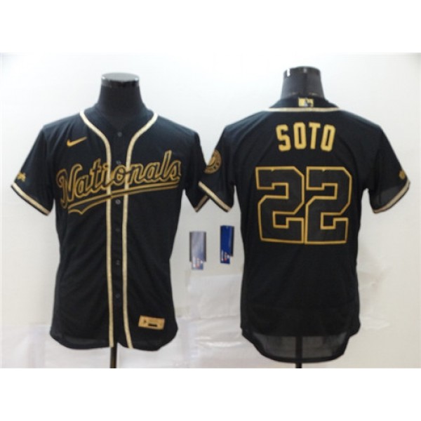 Washington Nationals #22 Juan Soto Black Golden Flex Base Stitched Jersey