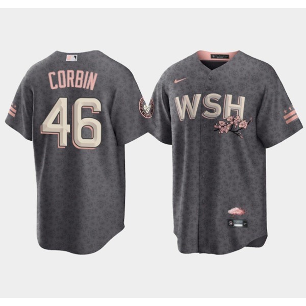 Washington Nationals #46 Patrick Corbin 2022 Gray City Connect Cherry Blossom Cool Base Stitched Jersey