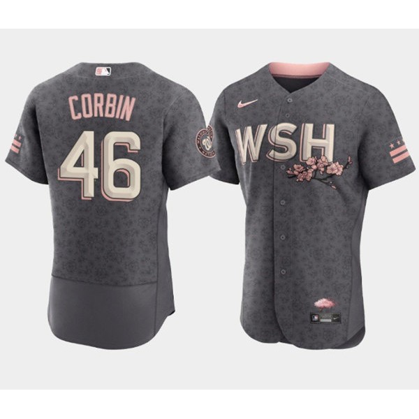 Washington Nationals #46 Patrick Corbin 2022 Gray City Connect Cherry Blossom Flex Base Stitched Jersey