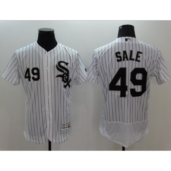 White Sox #49 Chris Sale White(Black Strip) Flexbase Authentic Collection Stitched Jersey