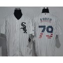 White Sox #79 Jose Abreu White(Black Strip) USA Flag Fashion Stitched Jersey
