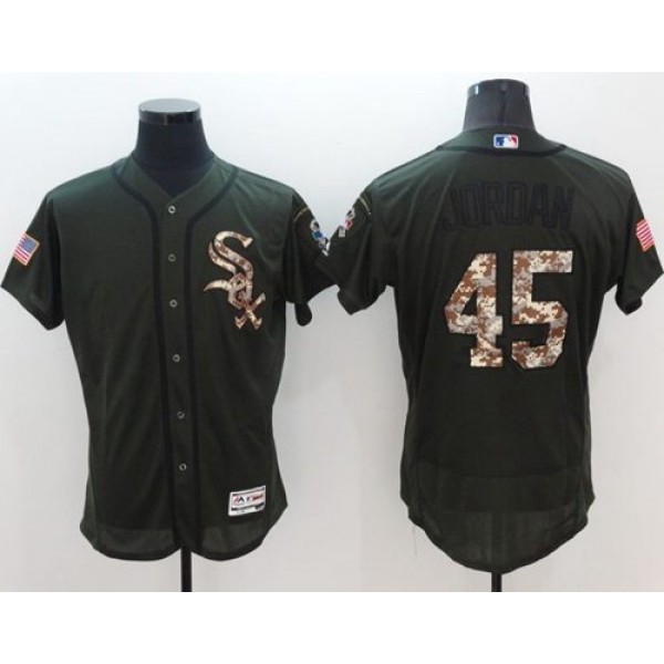 White Sox #45 Michael Jordan Green Flexbase Authentic Collection Salute To Service Stitched Jersey