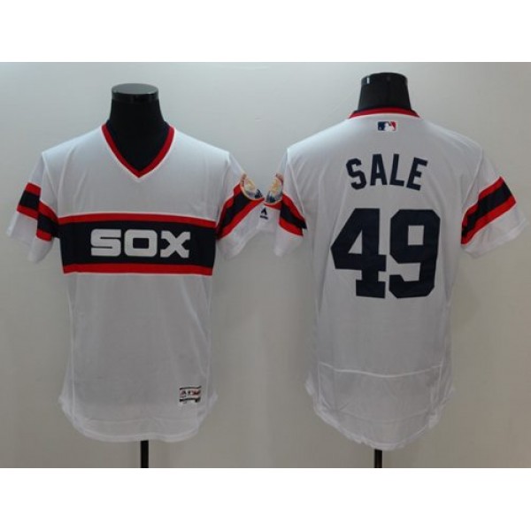 White Sox #49 Chris Sale White Flexbase Authentic Collection Alternate Home Stitched Jersey