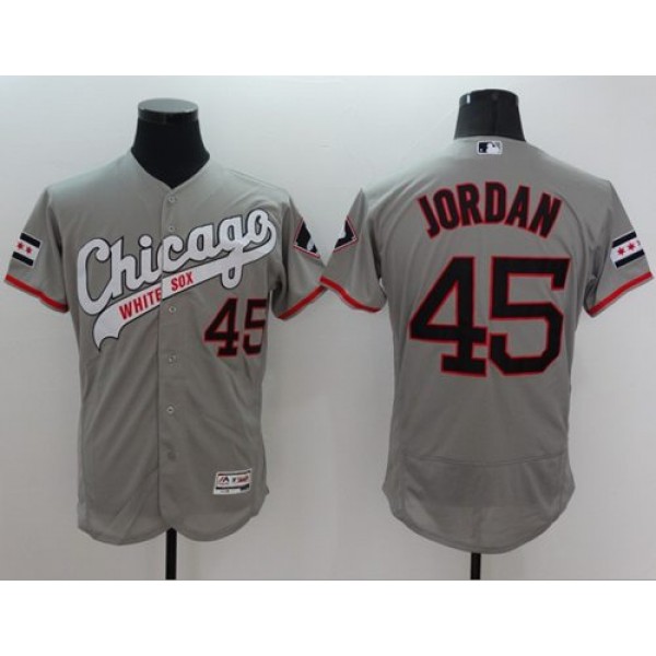 White Sox #45 Michael Jordan Grey Flexbase Authentic Collection Cooperstown Stitched Jersey