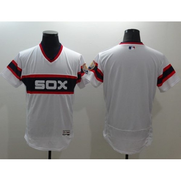 White Sox Blank White Flexbase Authentic Collection Alternate Home Stitched Jersey