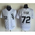 White Sox #72 Carlton Fisk White(Black Strip) Flexbase Authentic Collection Stitched Jersey