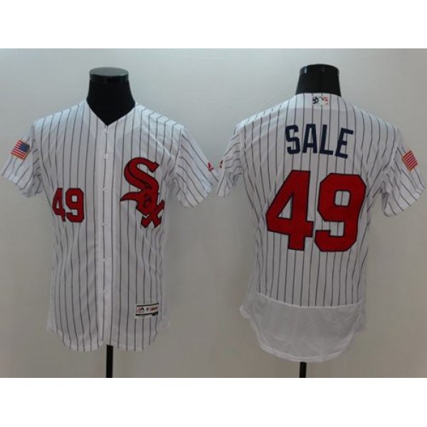 White Sox #49 Chris Sale White(Black Strip) Fashion Stars Stripes Flexbase Authentic Stitched Jersey