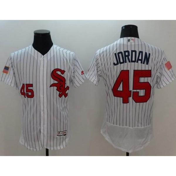 White Sox #45 Michael Jordan White(Black Strip) Fashion Stars Stripes Flexbase Authentic Stitched Jersey