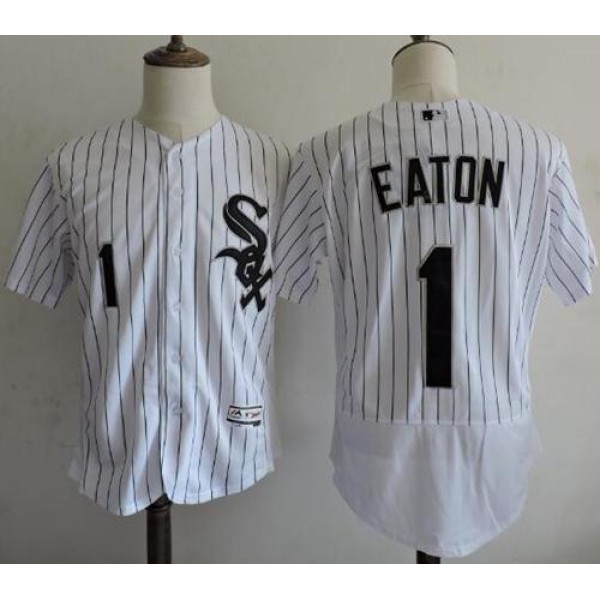 White Sox #1 Adam Eaton White(Black Strip) Flexbase Authentic Collection Stitched Jersey