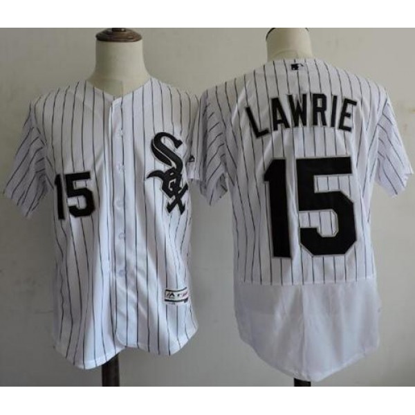 White Sox #15 Brett Lawrie White(Black Strip) Flexbase Authentic Collection Stitched Jersey