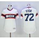 White Sox #72 Carlton Fisk White Flexbase Authentic Collection Alternate Home Stitched Jersey