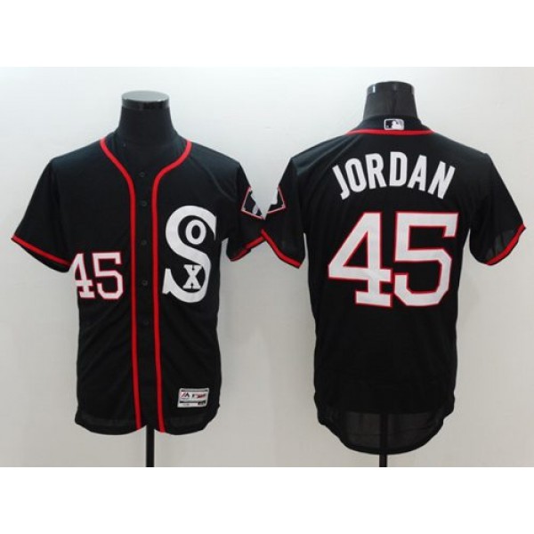 White Sox #45 Michael Jordan Black New Flexbase Authentic Collection Stitched Jersey