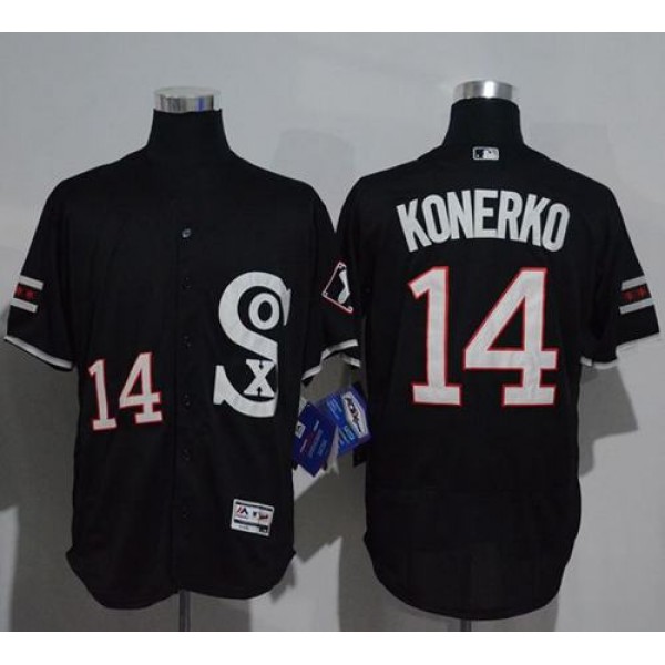 White Sox #14 Paul Konerko Black New Flexbase Authentic Collection Stitched Jersey