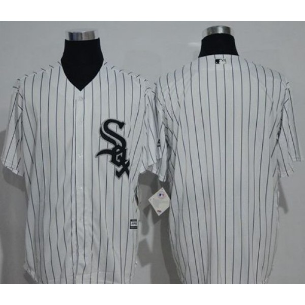 White Sox Blank White(Black Strip) New Cool Base Stitched Jersey