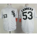 White Sox #53 Melky Cabrera White Black Strip Stitched Jersey