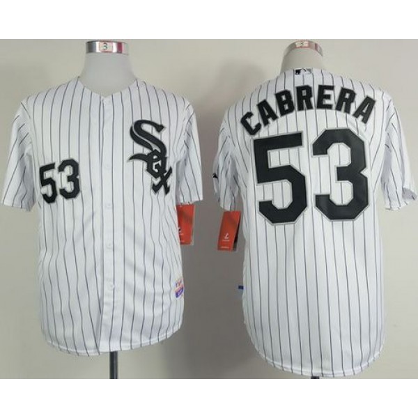 White Sox #53 Melky Cabrera White Black Strip Stitched Jersey