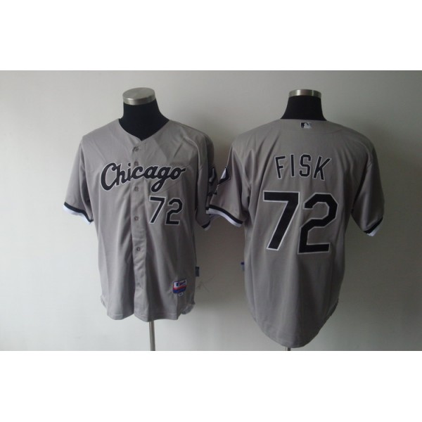White Sox #72 Carlton Fisk Grey Stitched Jerseys