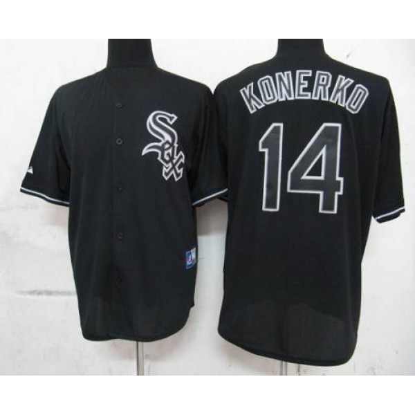 White Sox #14 Paul Konerko Black Fashion Stitched Jersey