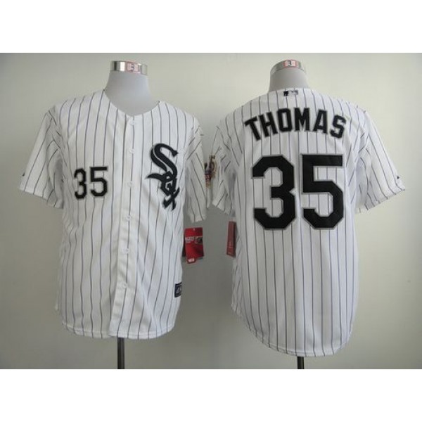White Sox #35 Frank Thomas White W75th Anniversary Commemorative Patch Stitched Jersey