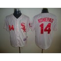 White Sox #14 Paul Konerko White Red Strip Stitched Jersey