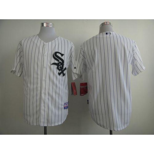 White Sox Blank White Black Strip Stitched Jersey