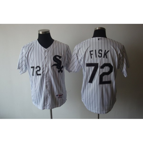 White Sox #72 Carlton Fisk Stitched White Jersey
