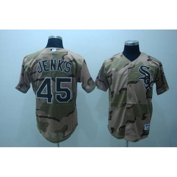 White Sox #45 Bobby Jenks Stitched Camouflage Jersey