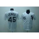 White Sox #45 Bobby Jenks Stitched White Black Strip Jersey
