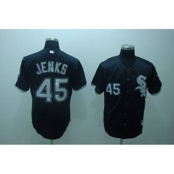 White Sox #45 Bobby Jenks Stitched Black Jersey
