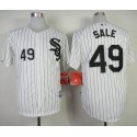 White Sox #49 Chris Sale White With Black Strip Stitched Jersey