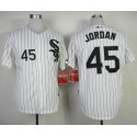 White Sox #45 Michael Jordan Stitched White Black Strip Jersey