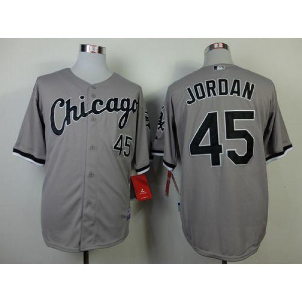 White Sox #45 Michael Jordan Stitched Grey Jersey
