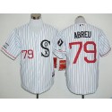 White Sox #79 Jose Abreu White(Black Strip) Cooperstown Stitched Jersey