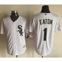 White Sox #1 Adam Eaton White(Black Strip) New Cool Base Stitched Jersey