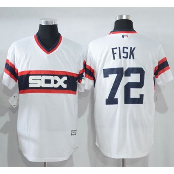 White Sox #72 Carlton Fisk White New Cool Base Alternate Home Stitched Jersey