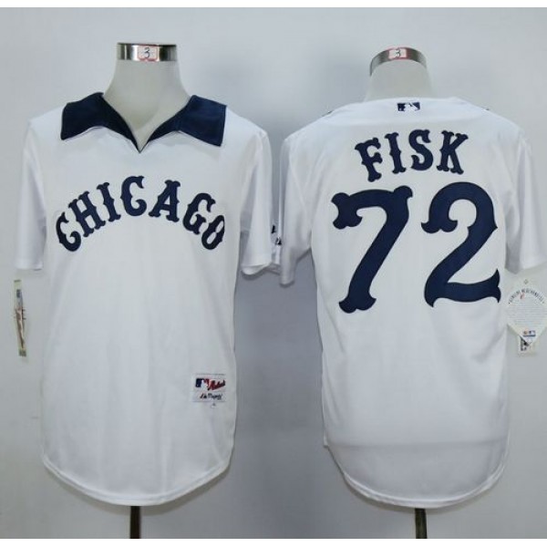 White Sox #72 Carlton Fisk White 1976 Turn Back The Clock Stitched Jersey