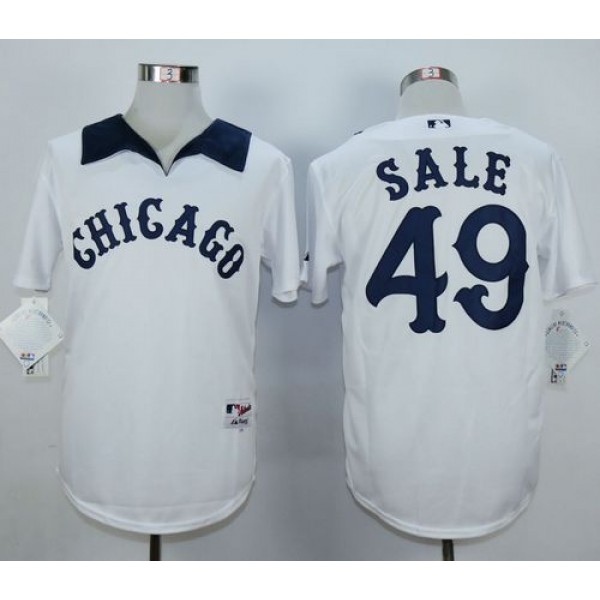 White Sox #49 Chris Sale White 1976 Turn Back The Clock Stitched Jersey