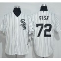 White Sox #72 Carlton Fisk White(Black Strip) New Cool Base Stitched Jersey