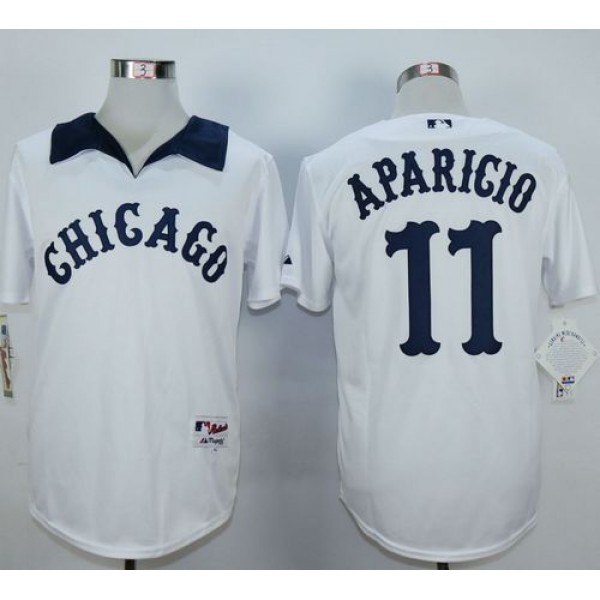White Sox #11 Luis Aparicio White 1976 Turn Back The Clock Stitched Jersey