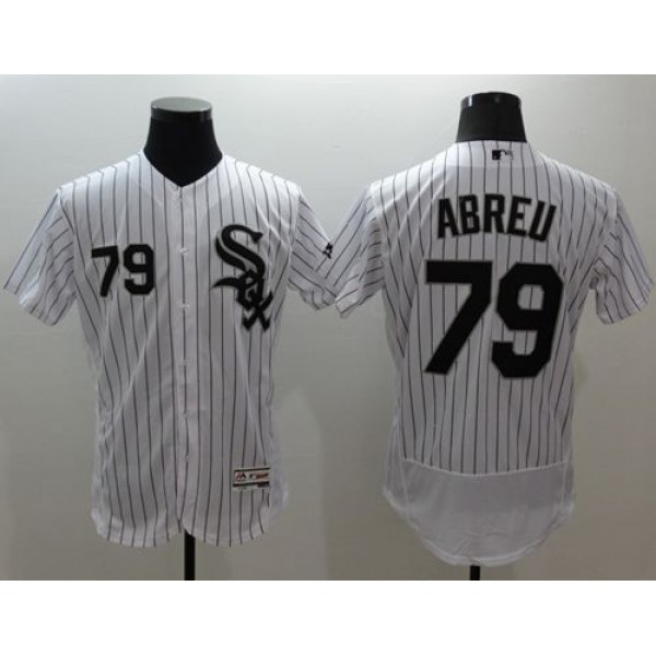 White Sox #79 Jose Abreu White(Black Strip) Flexbase Authentic Collection Stitched Jersey