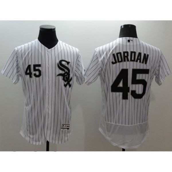 White Sox #45 Michael Jordan White(Black Strip) Flexbase Authentic Collection Stitched Jersey