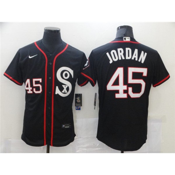 White Sox #45 Michael Jordan Black Flex Base Stitched Jerseys