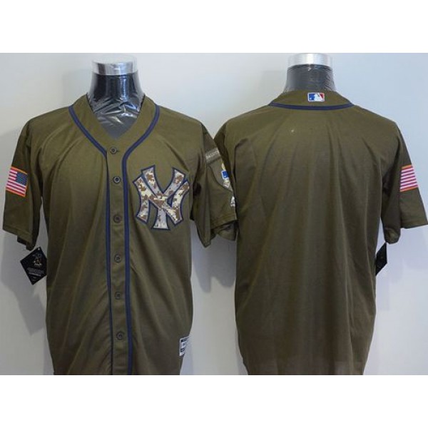 Yankees Blank Green Salute To Service Stitched Jersey
