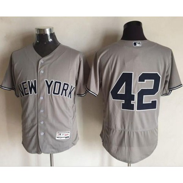 Yankees #42 Mariano Rivera Grey Flexbase Authentic Collection Stitched Jersey