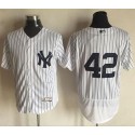 Yankees #42 Mariano Rivera White Strip Flexbase Authentic Collection Stitched Jersey