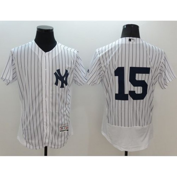 Yankees #15 Thurman Munson White Strip Flexbase Authentic Collection Stitched Jersey